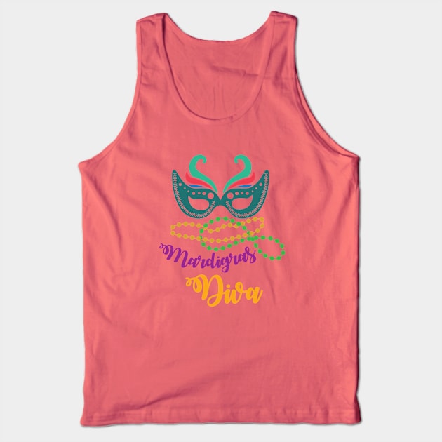 Mardi Gras Diva T-shirt and Apparel Tank Top by TeeBunny17